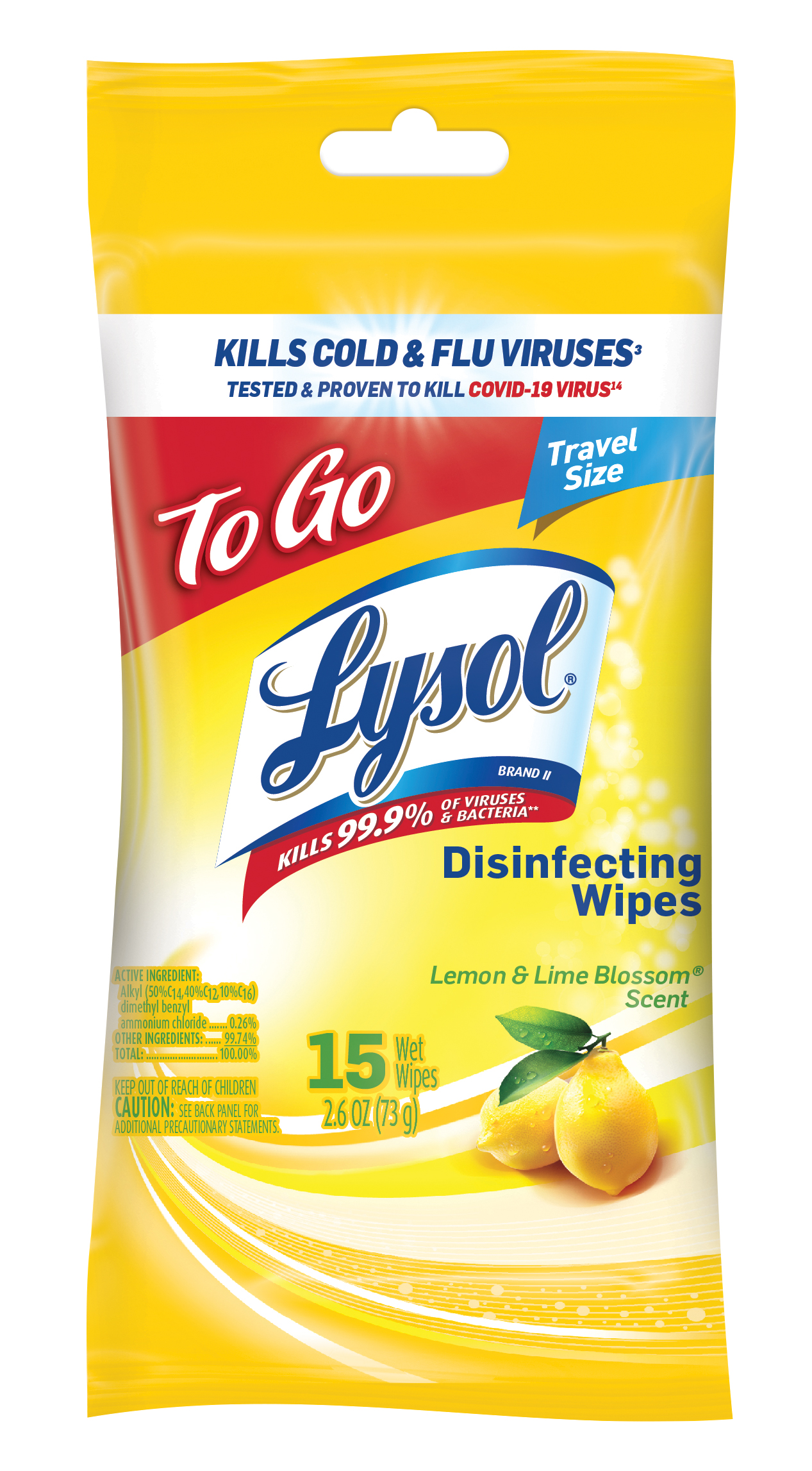 LYSOL® Disinfecting Wipes - Lemon & Lime Blossom To Go (Flat Pack) (Discontinued July 2023)